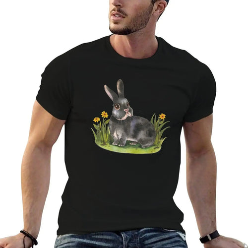 black netherland dwarf rabbit T-Shirt Casual Pattern Print Tee Shirt