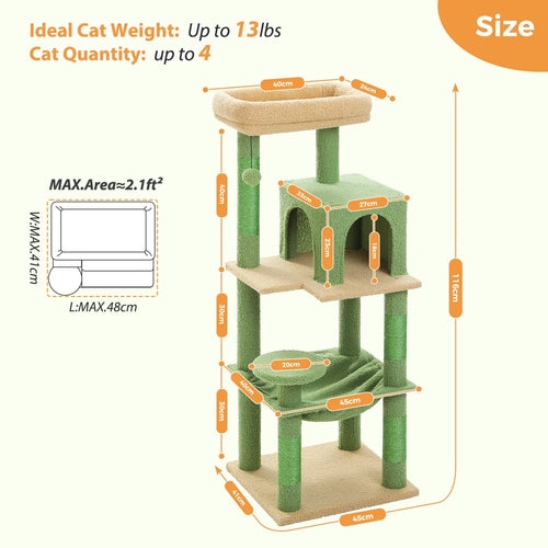 Petepela 5-Level Cat Tree Tower with Hammock and Condo