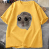 Sad Hamster T Shirt Funny Cute Cat Hamster Meme Trend T-shirt for Men Women Cotton T-shirt Summer Short Sleeve Unisex Tee
