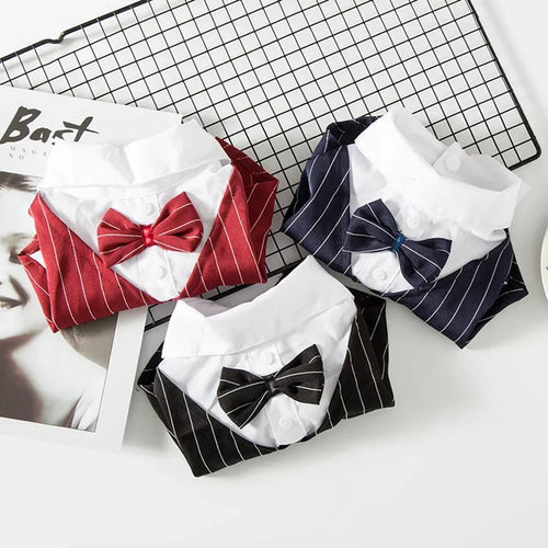 English Style Gentleman Dog Dress Puppy Suit with Tie for Formal Occasions Four Seasons Wedding Pet Photo Teddy Clothes