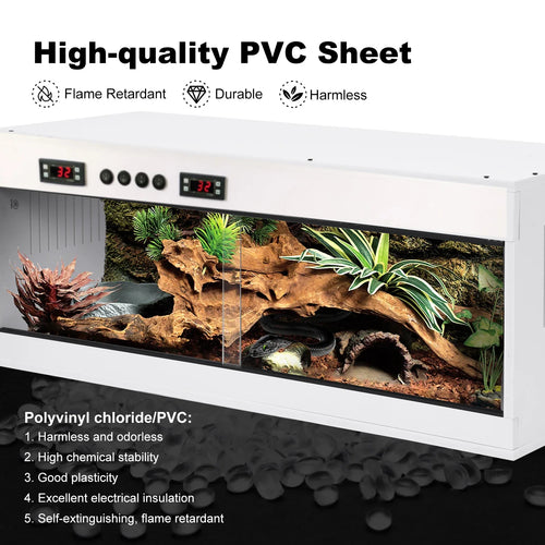 Stackable Reptile Terrarium, PVC Bearded Dragon Enclosure – Tempered Glass Tank for Amphibians Reptilians Arachnids Pets Habitat