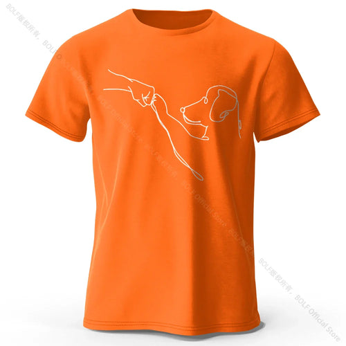 The Dog Friend Printed Modern Minimalist 100% Cotton T-Shirt, Lightweight Round Neck Short Sleeve Tee, Unisex Everyday Wear