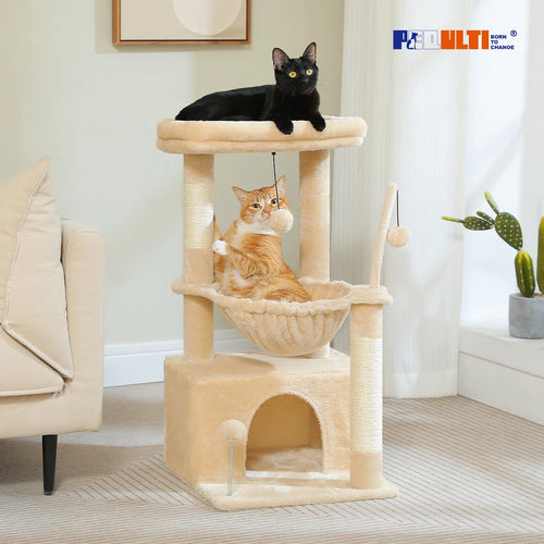 Pequlti Multi-Level Cat Tree Tower with Condo and Hammock
