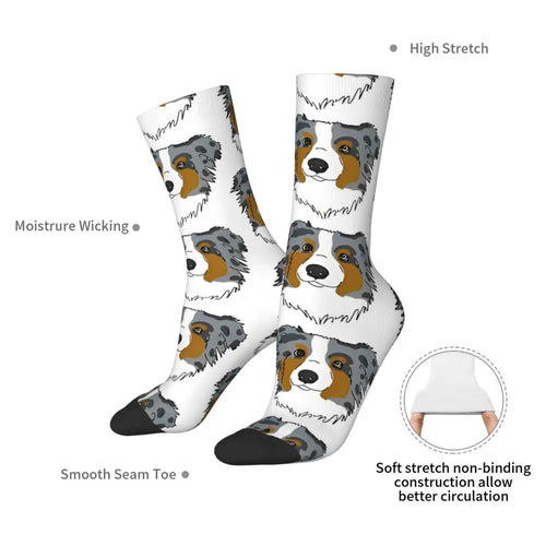 Men Socks Australian Shepherd Stockings Autumn Novelty Comfortable Socks Graphic Running Anti Slip Socks