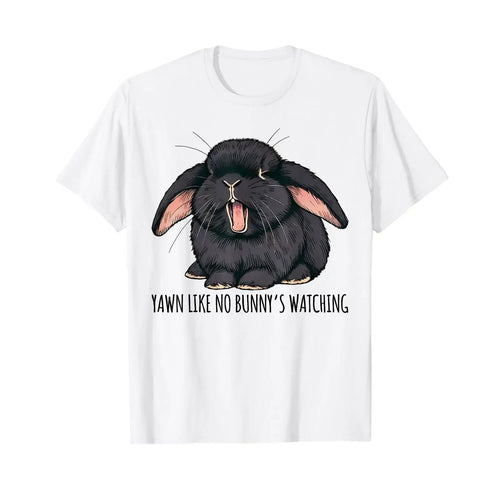 Cute Sleepy Holland Lop Rabbit Gawn Like No Bunny's Watching T Shirt vintage Washed Versatile Unisex fashion homme