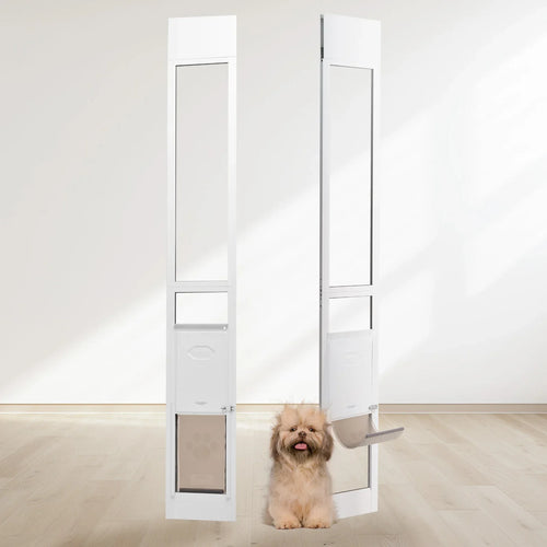 SucceBuy Sliding Glass Pet Door - Adjustable 76-81 Aluminum Frame