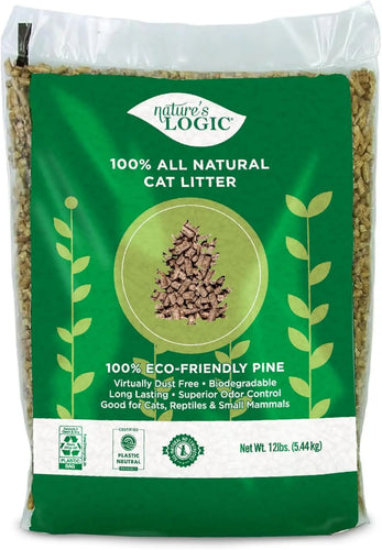 100% Natural Pine Pellet Cat Litter - Dust-Free, Unscented, Biodegradable - Safe for Pets & Highly Absorbent 12lb Bag