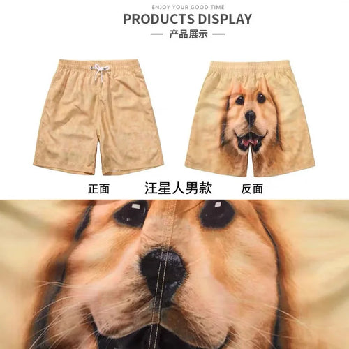 Golden Retriever Shorts Men's Beach Shorts Funny Printed Breathable Home Wear Outdoor Fashion Couple Dog Head Shorts Trendy