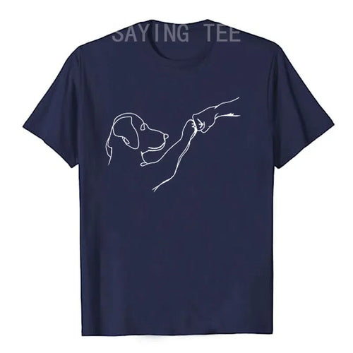Dog and People Punch Hand Dog Man Friendship Bump Dog's Paw T-Shirt Animal Lover Comics Graphic Tee Tops Funny Mama Daddy Gifts