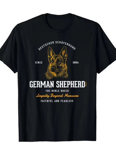 Men'S Vintage Pure T-Shirt Featuring Black German Shepherd Noble Breed Graphic Print Made From Soft Breathable Fabric