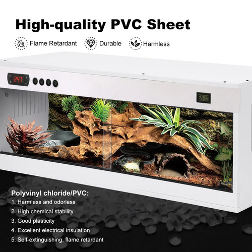 Stackable Reptile Terrarium, PVC Bearded Dragon Enclosure – Tempered Glass Tank for Amphibians Reptilians Arachnids Pets Habitat