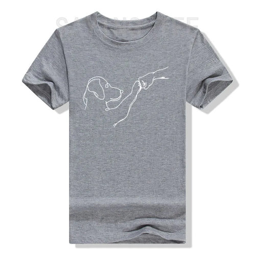 Dog and People Punch Hand Dog Man Friendship Bump Dog's Paw T-Shirt Animal Lover Comics Graphic Tee Tops Funny Mama Daddy Gifts