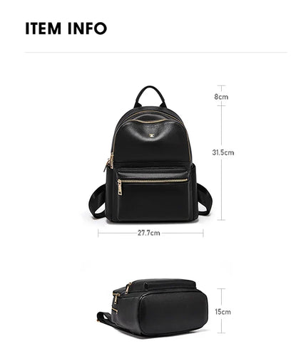 FOXER Brand Genuine Leather + Microfiber Women's Backpack Fashion Female Travel Bag Large Capacity Waterproof Backpack