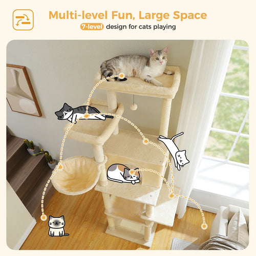 PAWZ Road Large Multi-Level Cat Tree - 186cm Wood Tower