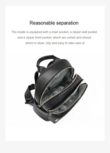 FOXER Brand Genuine Leather + Microfiber Women's Backpack Fashion Female Travel Bag Large Capacity Waterproof Backpack