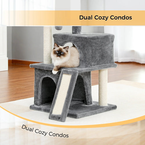 Pequlti 104cm Multi-Level Cat Tree with 2 Condos - Wood