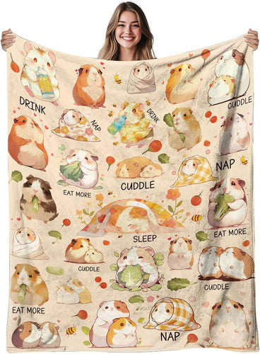 Guinea Pig Blanket, Soft Flannel Guinea Pig Gifts for Kids, Cute Capybara Blanket for Women, Birthday Gift Blanket for Kids,