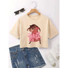 Kawaii Rat Ratz Mouse Cropped Print Crew Neck T-shirt Y2K Short Sleeve Tight Fit Crop Top Spring Summer Women's Clothing
