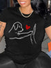 Dog Print T-Shirt Casual Short Sleeve Top For Spring & Summe Women's Clothing Short Sleeve T-Shirt women clothes