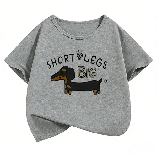 Fashion Dachshund Dog Design T-Shirt Printed T Shirt Boys Girls Summer Clothes Short Sleeve Tops T-Shirts Cute Clothing Kids