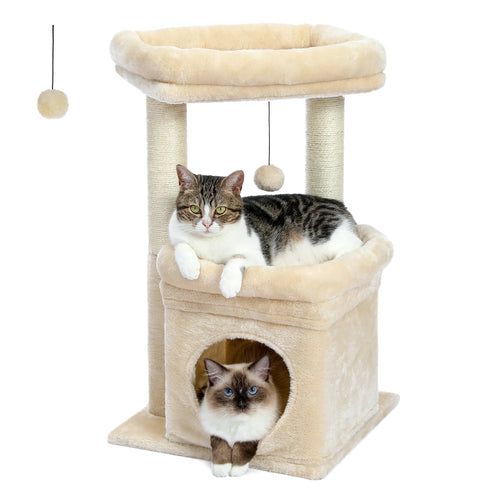 Pequlti Multi-Level Cat Tree Tower with Condo and Hammock