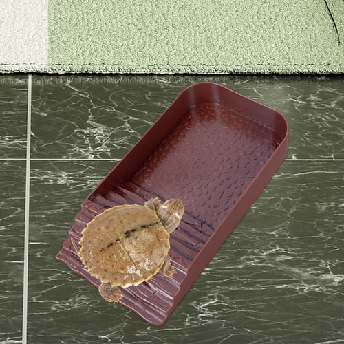 Reptile Feeding Bowl with Ramp Tortoise Food Dish Basking Platform Amphibians Water Food Bowls for Tortoise Bearded Dragon