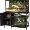 40-120 Gallon Black Reptile Tank Stand with Storage and Power Outlet, 48x24 Tabletop