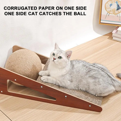 Natural Sisal Cat Scratcher Toy with Ball - 15.75 Durable Board
