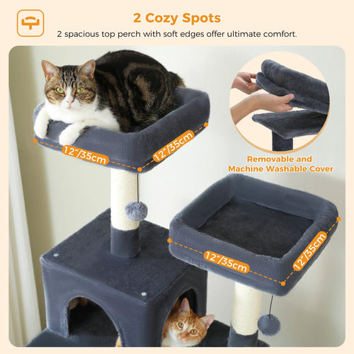 PAWZ Road Large Cat Tree Tower - 72 Multi-Level with Condo Grey