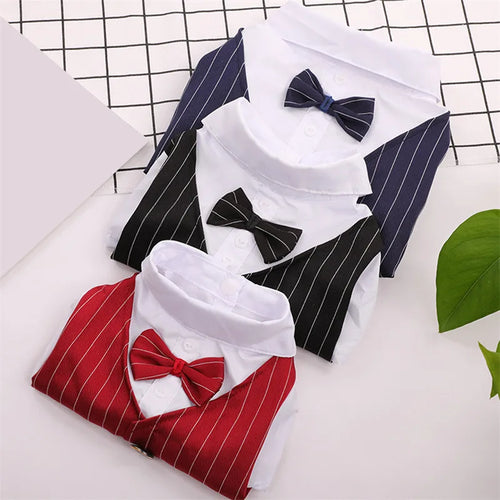 English Style Gentleman Dog Dress Puppy Suit with Tie for Formal Occasions Four Seasons Wedding Pet Photo Teddy Clothes