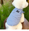 Blue Checkered Dog Clothes Teddy Winter Thickened Cotton Coat Yorkshire Warm-Weather Outerwear with Traction Buckle