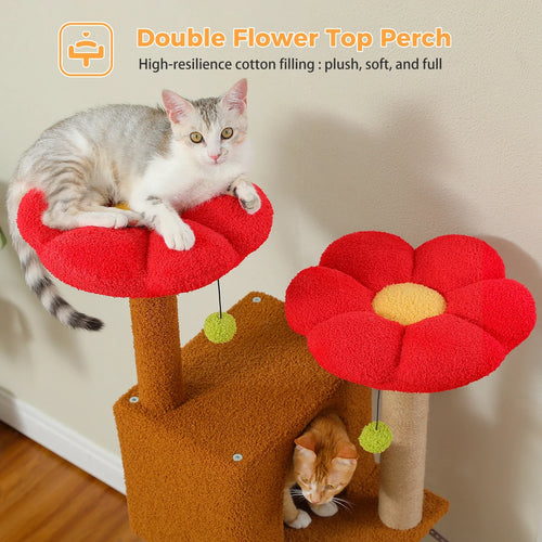 PAWZ Road Cactus Cat Tree - 133cm Tower with 2 Condos & Perches