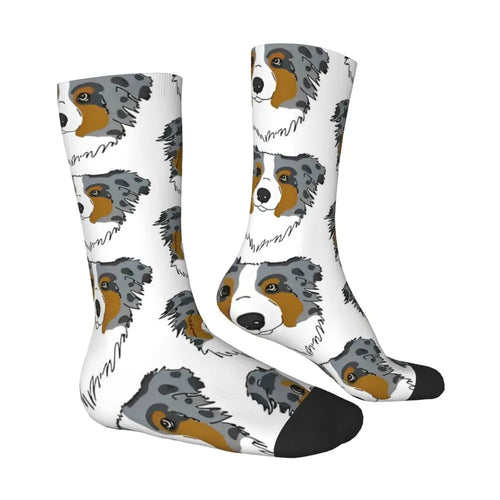Men Socks Australian Shepherd Stockings Autumn Novelty Comfortable Socks Graphic Running Anti Slip Socks