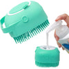 Silicone Pet Bath Brush with 80ml Shampoo Dispenser