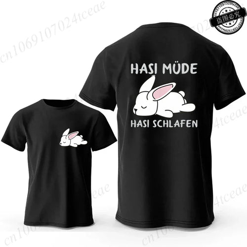 Bunny Is Tired T Shirts Lazy Bunny Shirts Cute Rabbit Graphic Tee Women Short Sleeve Casual Tops Lazy Streetwear Fashion T-shirt