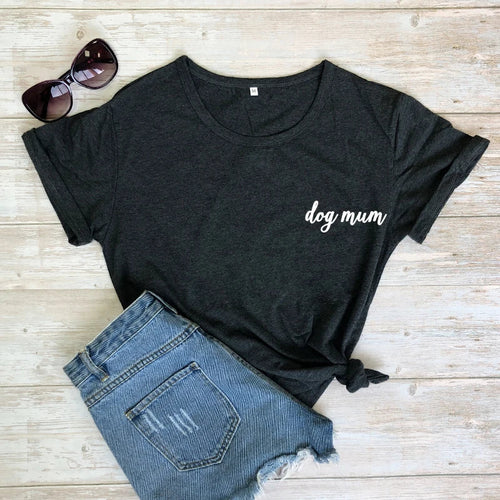 dog mum pocket tshirt cute women short sleeve dog mom tee shirt top