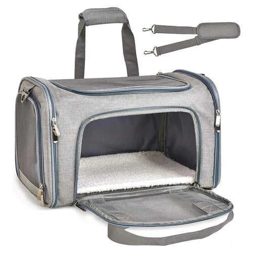 Collapsible Soft-Sided Pet Carrier for Cats and Dogs up to 15lbs