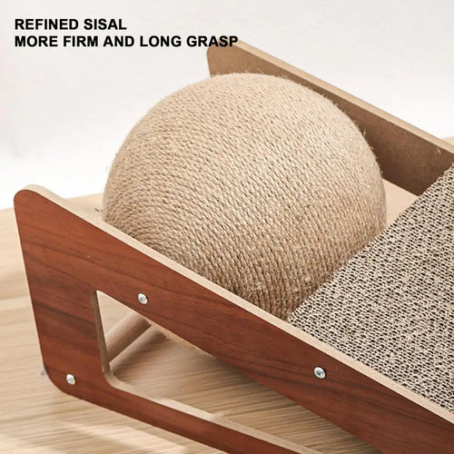 Natural Sisal Cat Scratcher Toy with Ball - 15.75 Durable Board