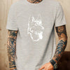 Men German Shepherd Graphic Cotton T-Shirt - Casual Crew Neck Short Sleeve Summer Tee with Dog Print Men Clothing