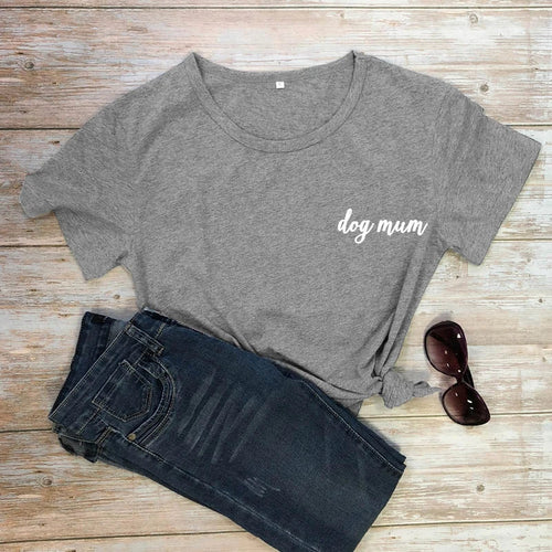 dog mum pocket tshirt cute women short sleeve dog mom tee shirt top