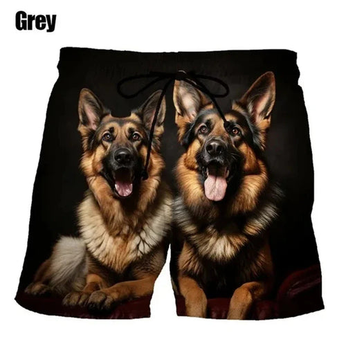 Cute Pet German Shepherd 3D Print Men Shorts Fashion Casual Men Beach Outdoor Shorts Cool Quick-dry Board Short Pant Ropa Hombre