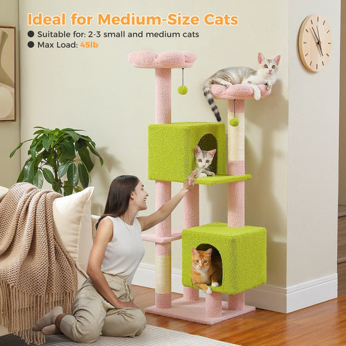 PAWZ Road Cactus Cat Tree - 133cm Tower with 2 Condos & Perches