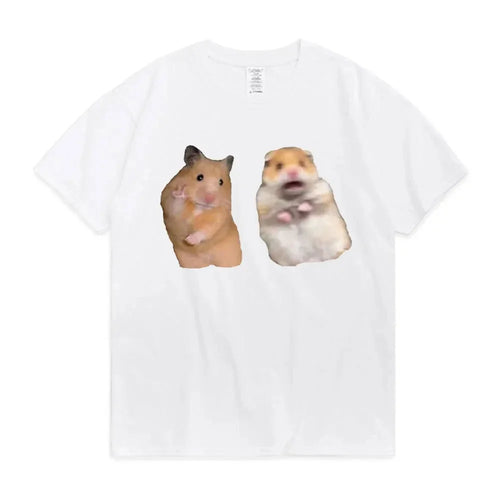 Funny Peace Sign and Screaming Hamster T-Shirt Lovers Gift Rodent Cavy Boys Girls Tee Shirts Summer Cotton Short Sleeve TShirt