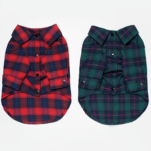 Red Black Checkered Pet Dog Clothing Teddy Pomeranian French Bulldog Shirt Cute Animal Print Doggie Outfit with Checkered Legs