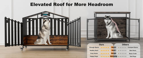 Heavy Duty Dog Crate Furniture with Wheels for Large Dogs