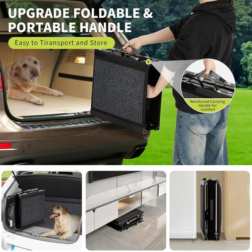 HiMISS Folding Aluminum Dog Ramp - Non-Slip Portable Pet Ramp