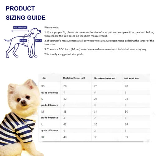 Striped Dog Shirt for Small Dogs Breathable Cotton Pet T-Shirt for Teddy Bichon Schnauzer Spring Summer Autumn Puppy Clothes