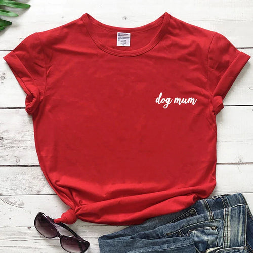 dog mum pocket tshirt cute women short sleeve dog mom tee shirt top