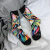 Rainbow Maine Coon Cat Themed Men's Mid-Calf Socks Non-Slip Skin-Friendly Soft Funny Stylish Streetwear Outdoor Skateboard Socks