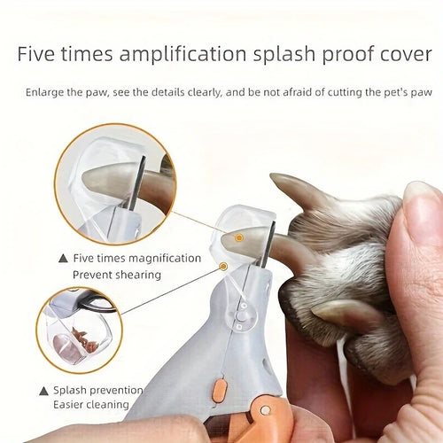 Pet Nail Clipper with LED Light and Nail Collector - Steel Blades